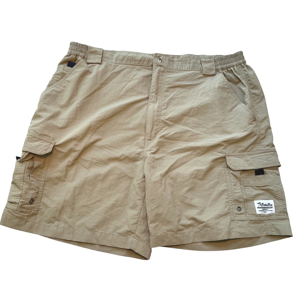 Bimini Bay Outfitters Mens Cargo Shorts Tan Nylon Fishing Hiking Size 40 Elastic